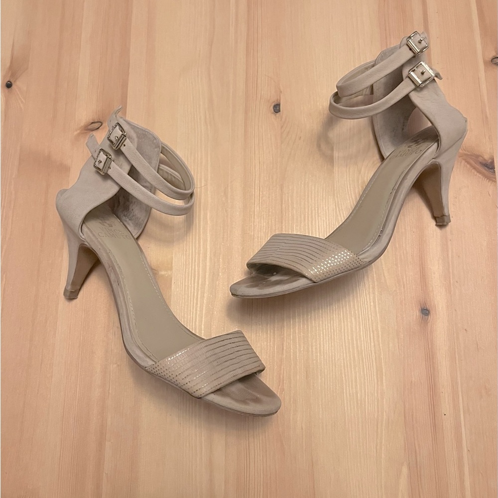 Vince Camuto Heels. Beige Nude Double Ankle Straps. Size 6 1/2